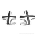 Cross Design Cufflinks, Silver with Black Cross, Tarring Jewelry Unique Design for You